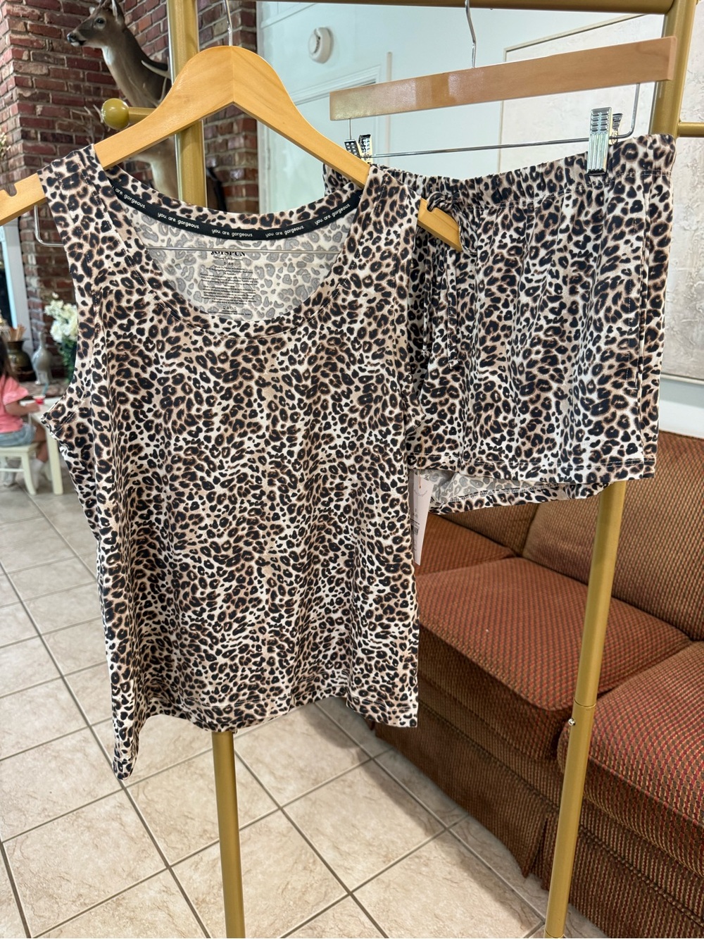 Joyspun Dreamy Soft Leopard Pajama Lounge Set S 4-6